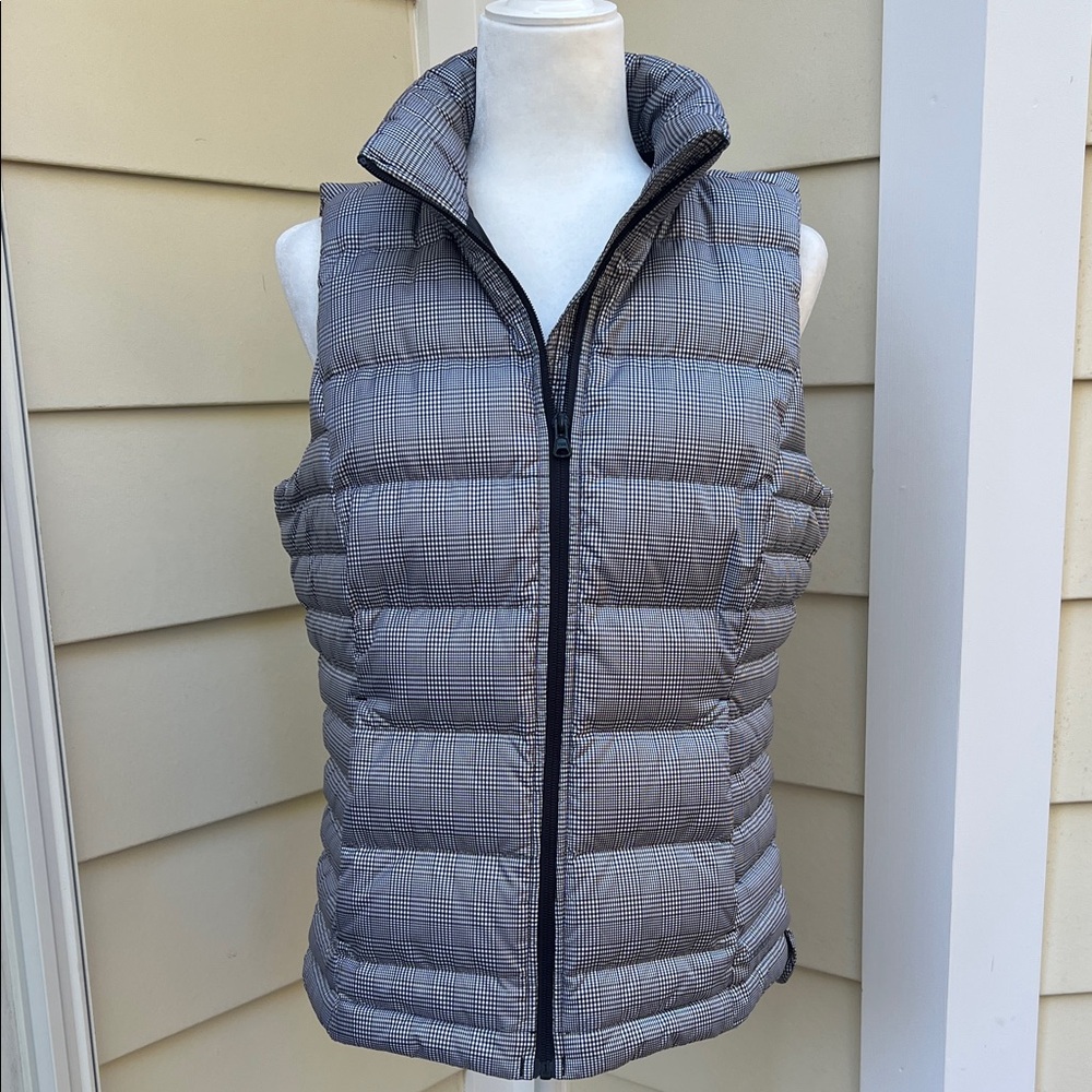 Lands' End Checkered Plaid Cottagecore Preppy Puffer Vest